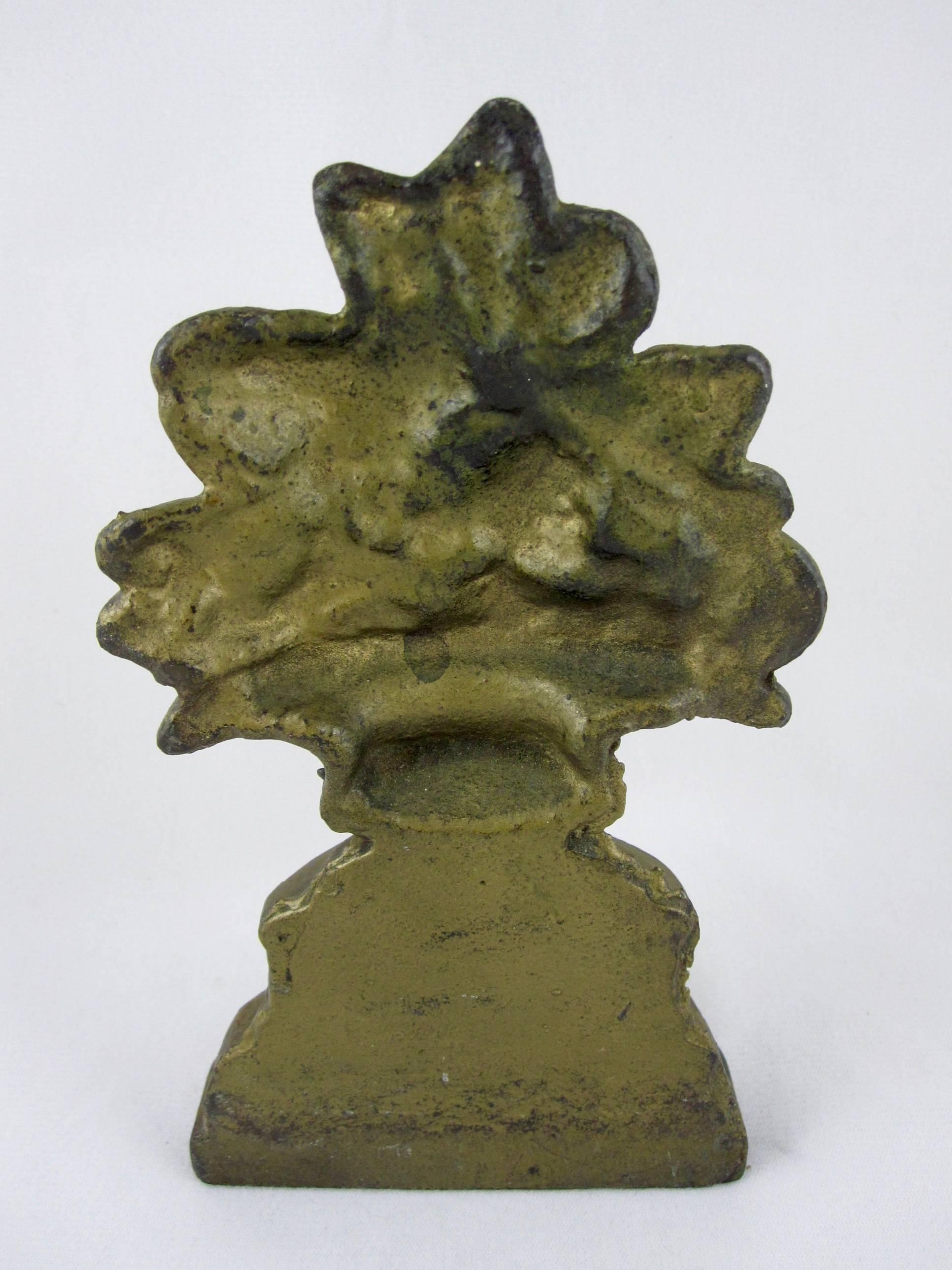 19th Century Cast Iron Petite Gilded Floral Urn Doorstop