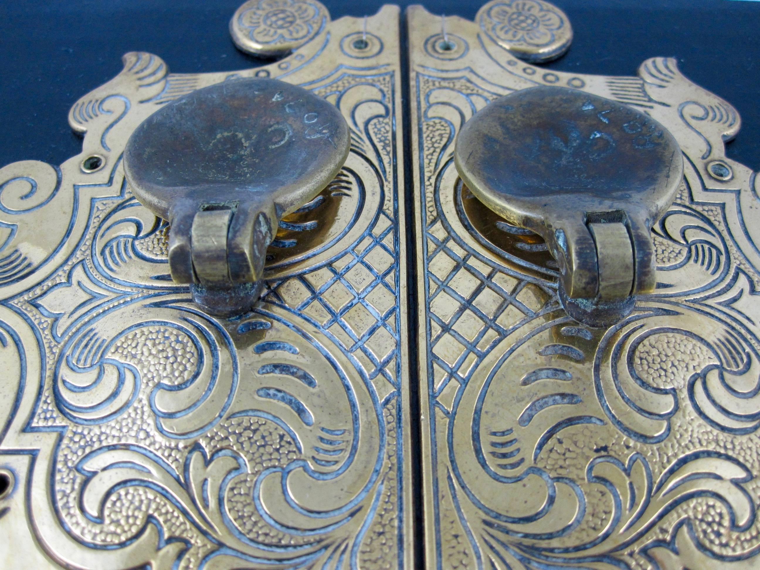 Late 19th Century English Brass Asian Influence Cabinet Door Pulls, Pair 3