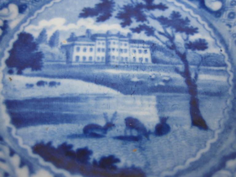J&R Riley Blue and White Historical Transferware Cup Plate, Denton Park ...