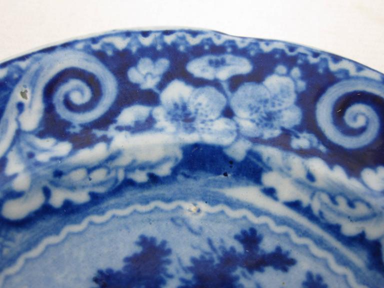 J&R Riley Blue and White Historical Transferware Cup Plate, Denton Park ...