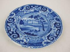 J&R Riley Blue & White Historical Transferware Cup Plate, Denton Park Yorkshire