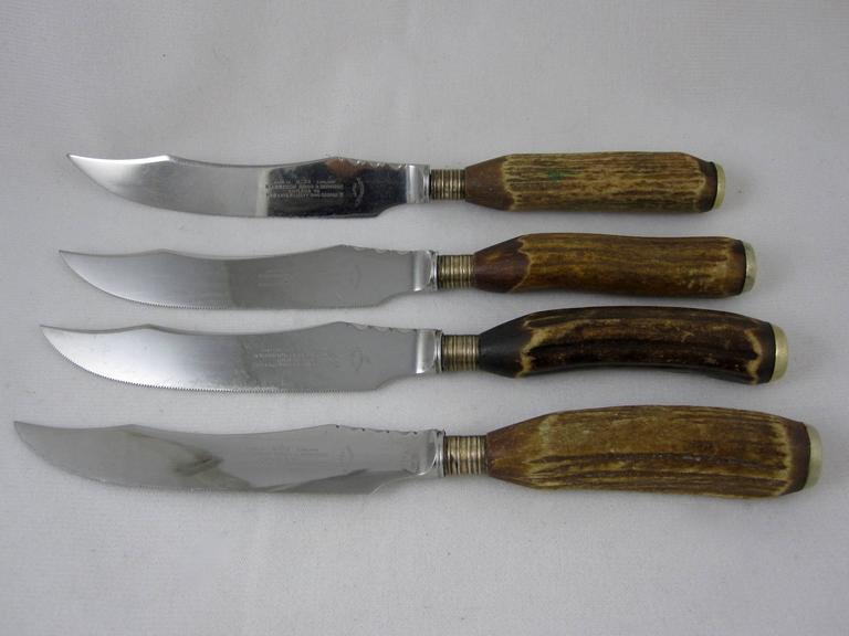 Harrison Bros and Howson Sheffield England Antler Handled Steak Knives