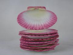 Wedgwood Pearlware Creamware Nautilus Scallop Shell Butter Pats, Set of Eight