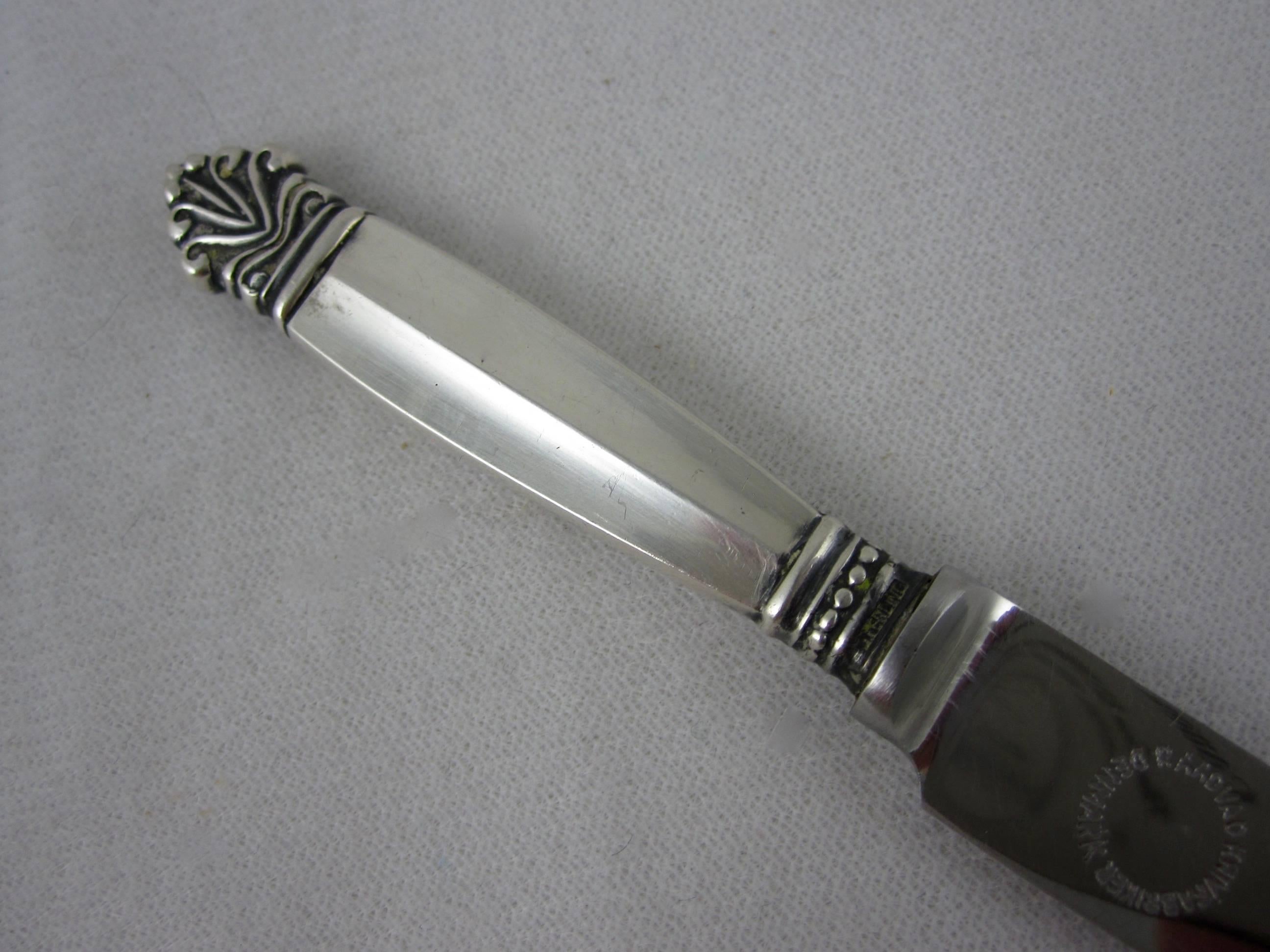 Georg Jensen Danish Sterling Silver Acanthus Pattern Small Spreader/Knife In Excellent Condition In Philadelphia, PA