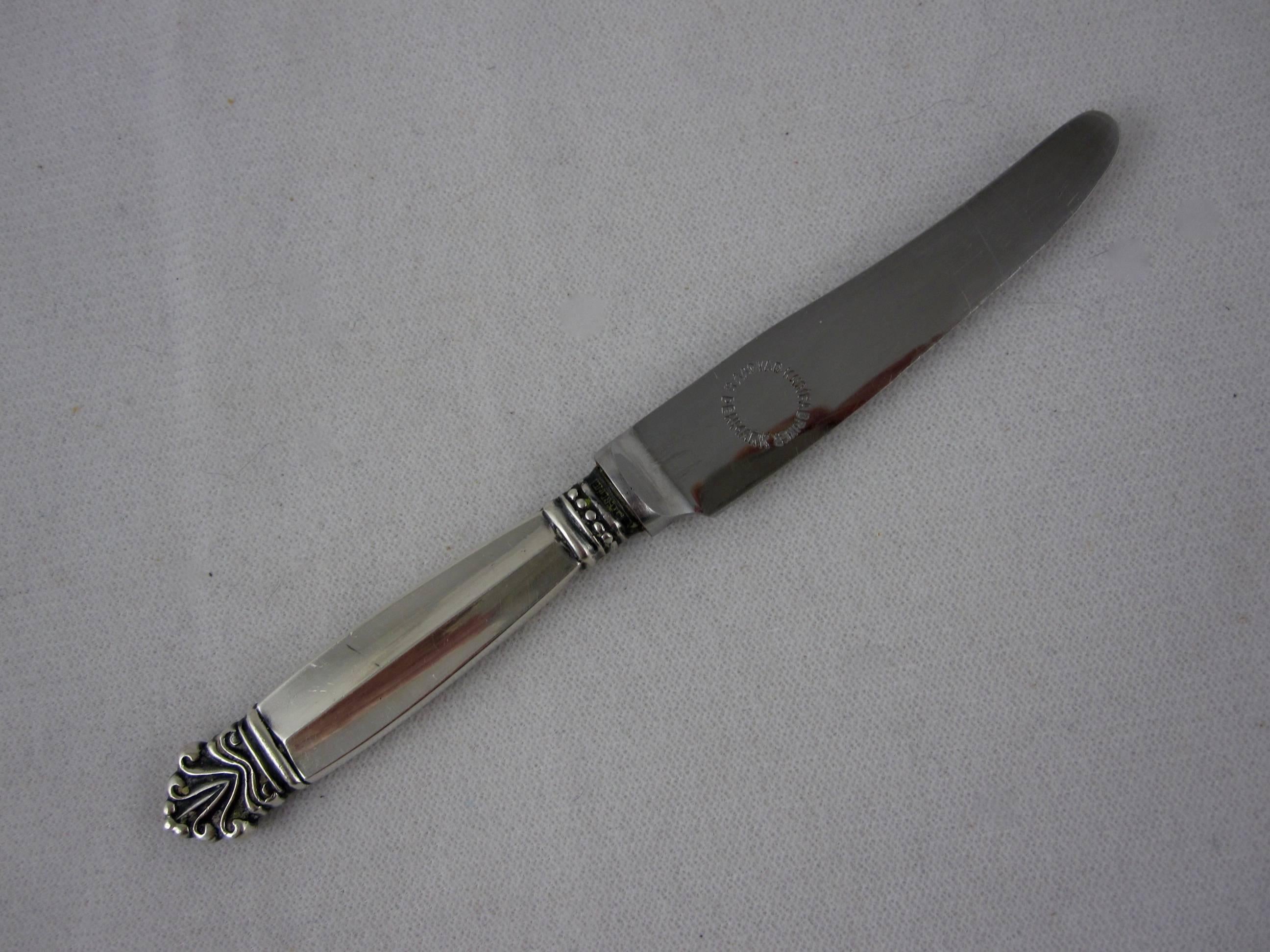 Scandinavian Modern Georg Jensen Danish Sterling Silver Acanthus Pattern Small Spreader/Knife