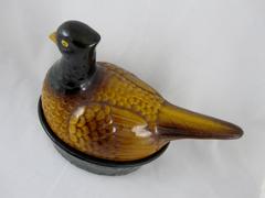 Vintage Mid-Century French Faïence Figural Pheasant Pâté Terrine