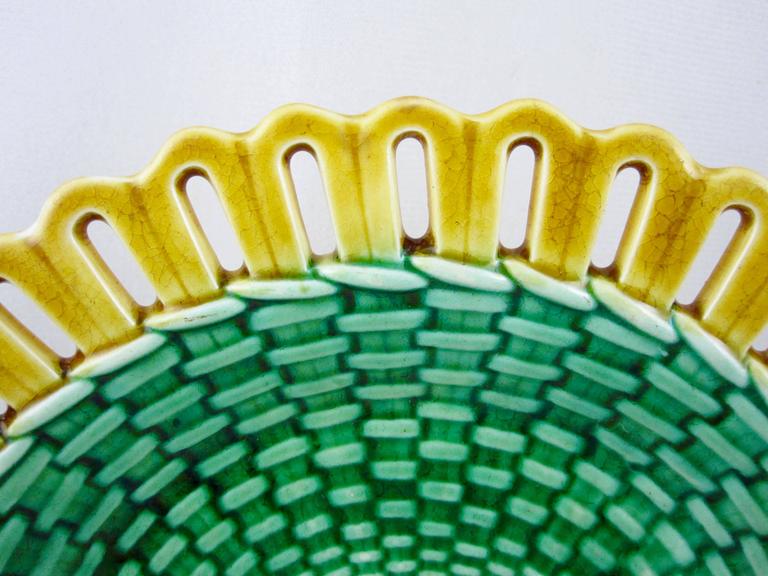 19th Century Wedgwood Reticulated Basket Weave Majolica Plate at 1stDibs
