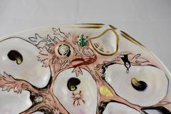 Union Porcelain Works Clam Shaped Salmon Ground Oyster Plate