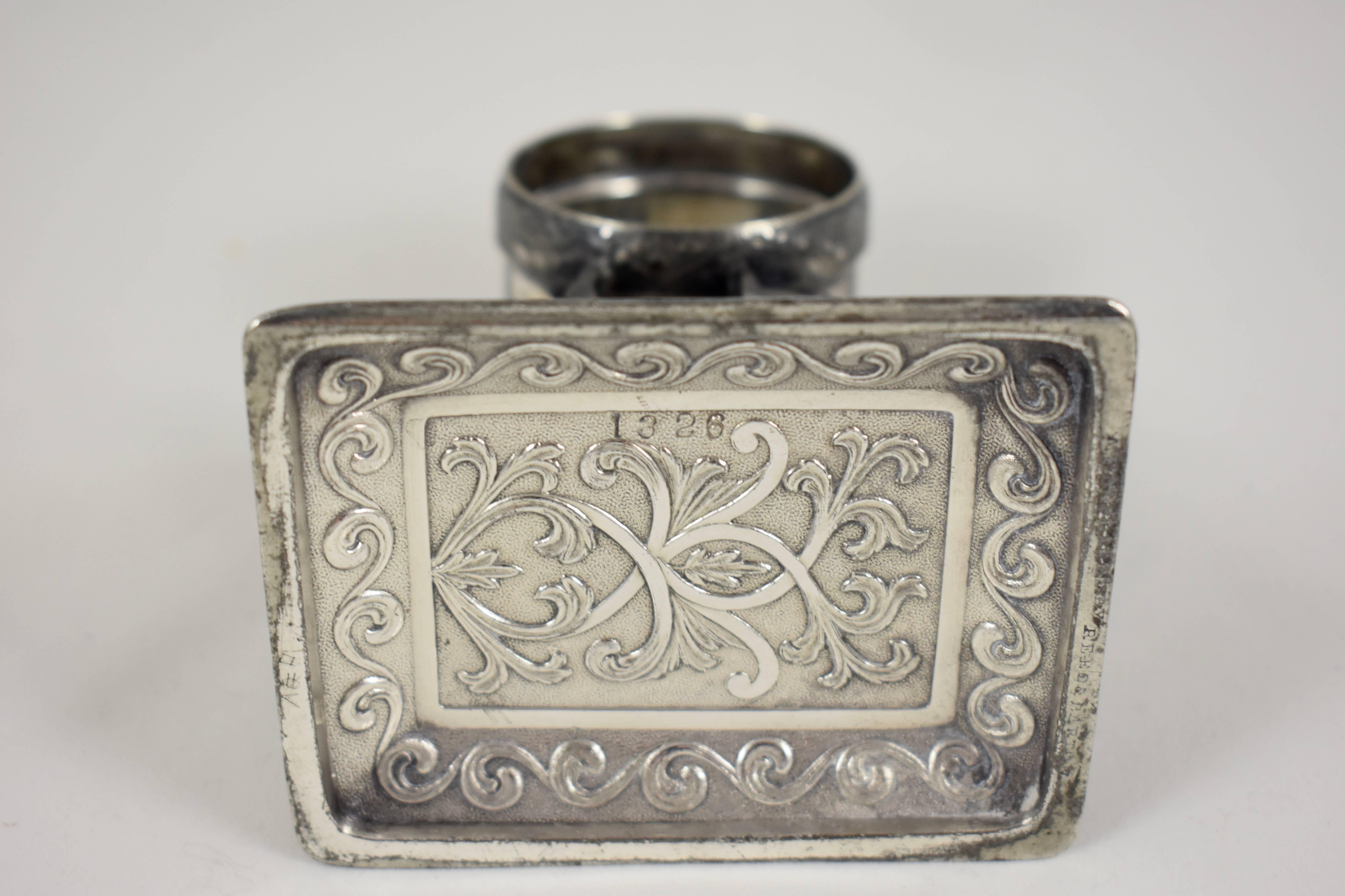 19th Century Silver Victorian Era Aesthetic Movement Figural Napkin Ring, Two Jesters