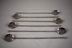 Sterling Silver Art Nouveau Highball-Ice Tea Stirring Straws, Set of Six