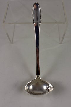 Georg Jensen Sterling Silver Beaded Pattern Sauce Ladle, Date Marked 1913
