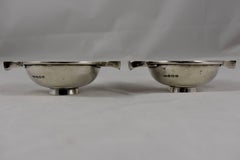 1920s English Art Deco Barnsley Sterling Silver Wine Quaiche or Tastevins S/2