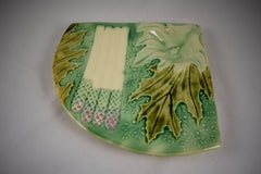 French Faïence Barbotine Majolica Fan Shaped Asparagus/Artichoke Server