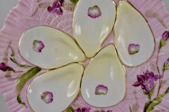 French Porcelain Hand-Painted Violets on Pink Oyster Plate