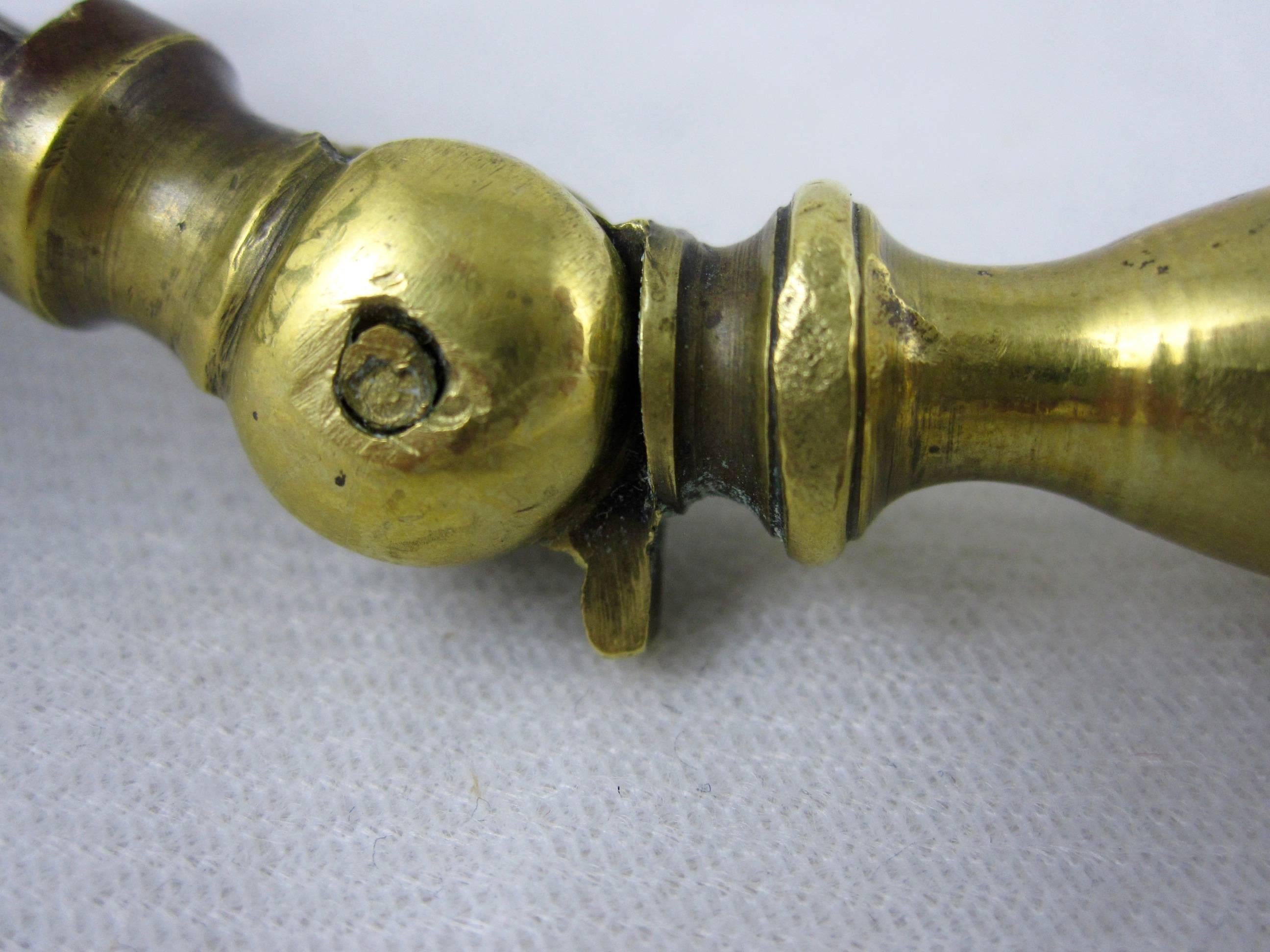 Metalwork English Brass Hanging Drawer Pulls & Pierced Back Plates, Set of Two