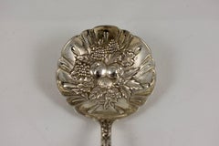 S. Kirk & Son Long Handled Sterling Silver Repousse Rose Berry Fruit Spoon, 1930