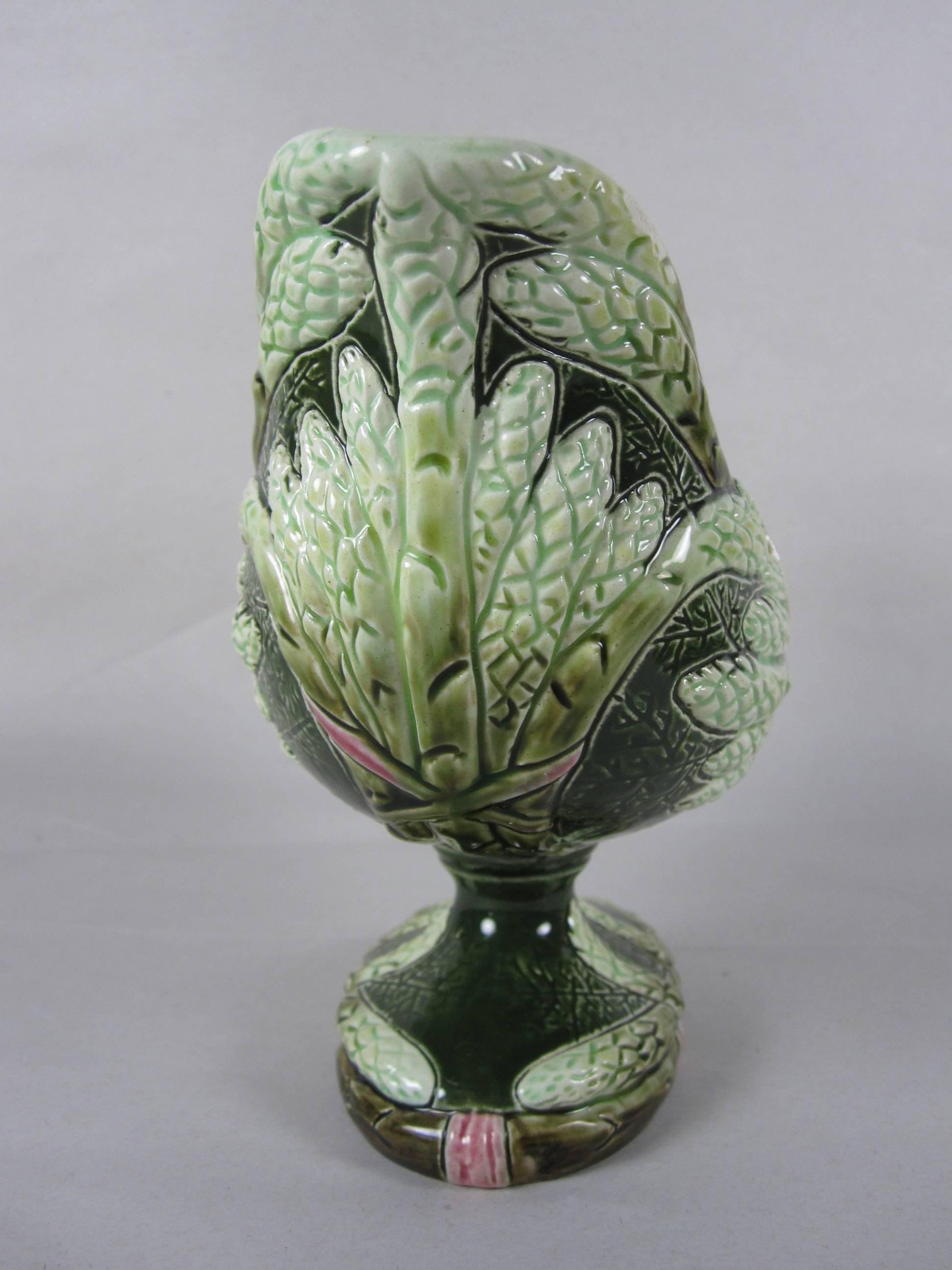 Ceramic Julius Dressler Majolica Asparagus Serving Set, Two Pieces
