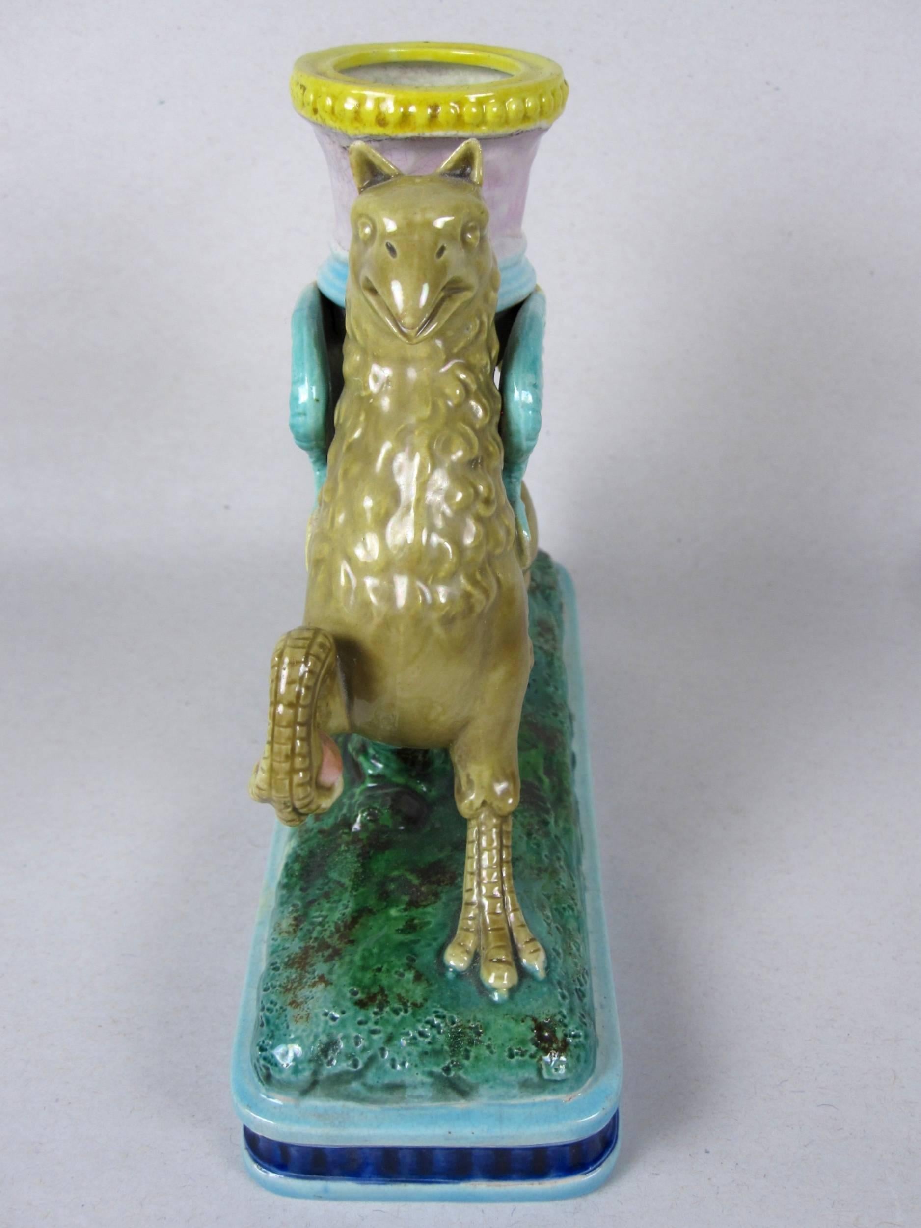 English Royal Worcester Griffin Candlestick, circa 1875