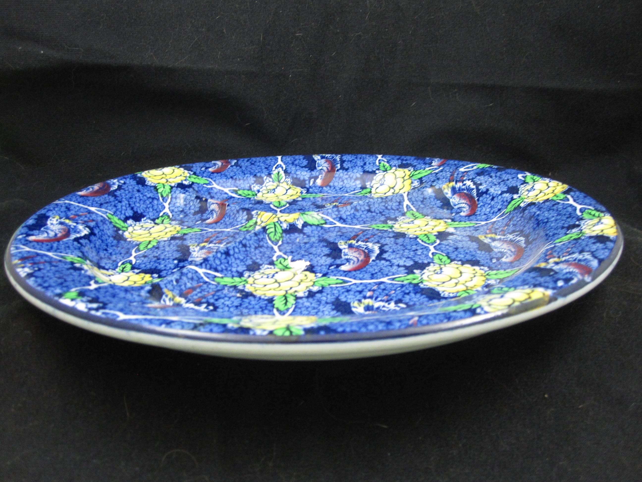 Staffordshire Ironstone Chintz Divided Chop Grill Plates, Set of Four In Excellent Condition In Philadelphia, PA