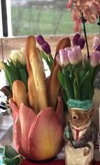 Monumental French Delphin Massier Majolica Tulip Jardinière, Signed