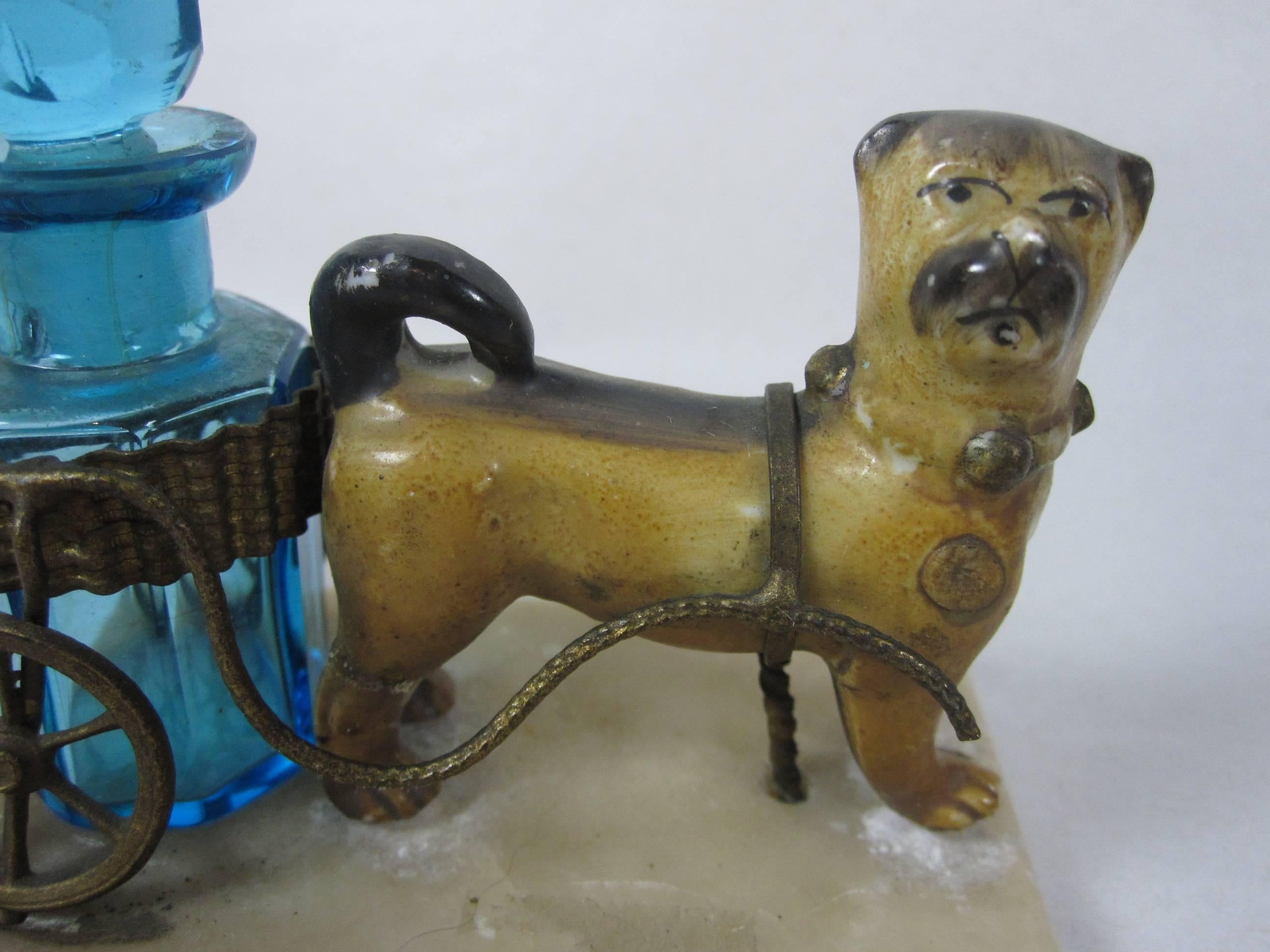 French Grand Tour Pug Dog and Ormolu Cart Scent Stand