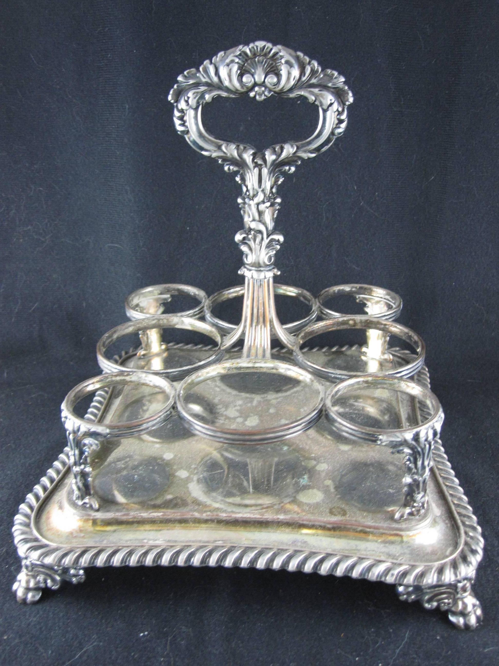 19th Century English Silver Plate and Cut-Glass Cruet Castor Service, 17 pieces 1