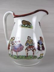 English Staffordshire Ironstone Elsmore & Forster Harlequin Theater Jug