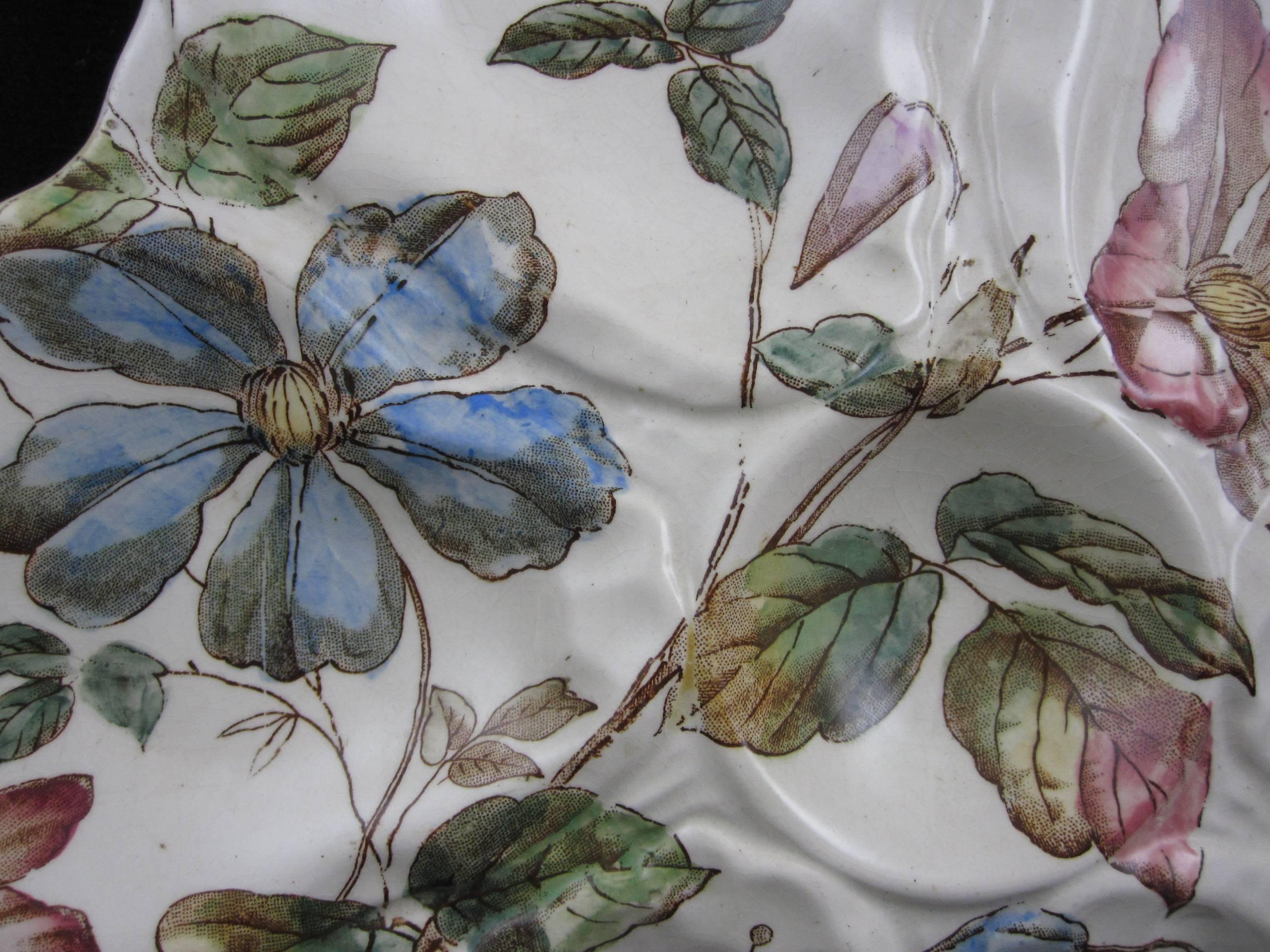 Aesthetic Movement 19th Century Adderley Staffordshire Floral Transferware Oyster Plate