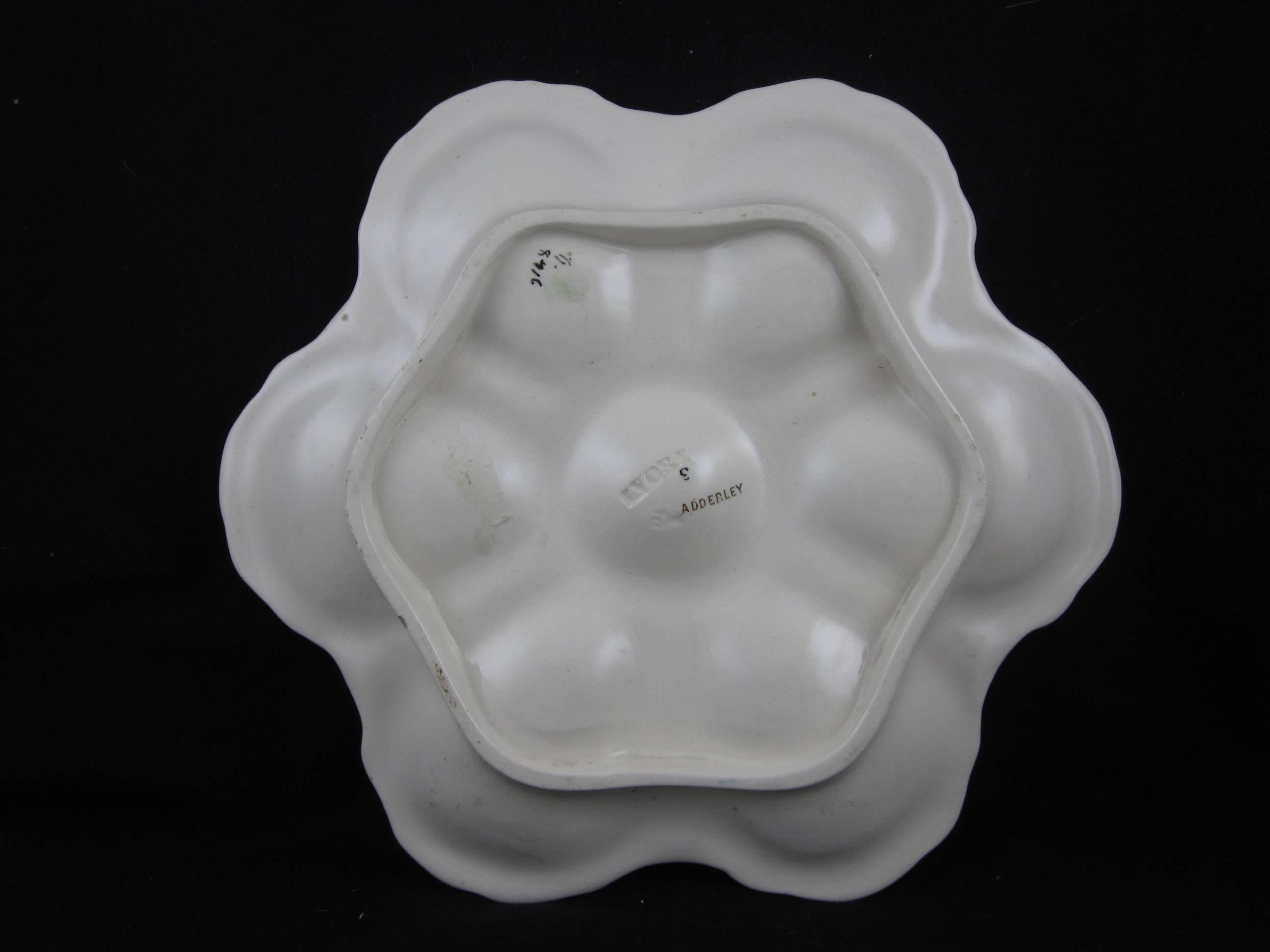 English 19th Century Adderley Staffordshire Floral Transferware Oyster Plate