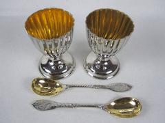 His and Hers Silver and Gold Wash Egg Cup Cased Breakfast Set