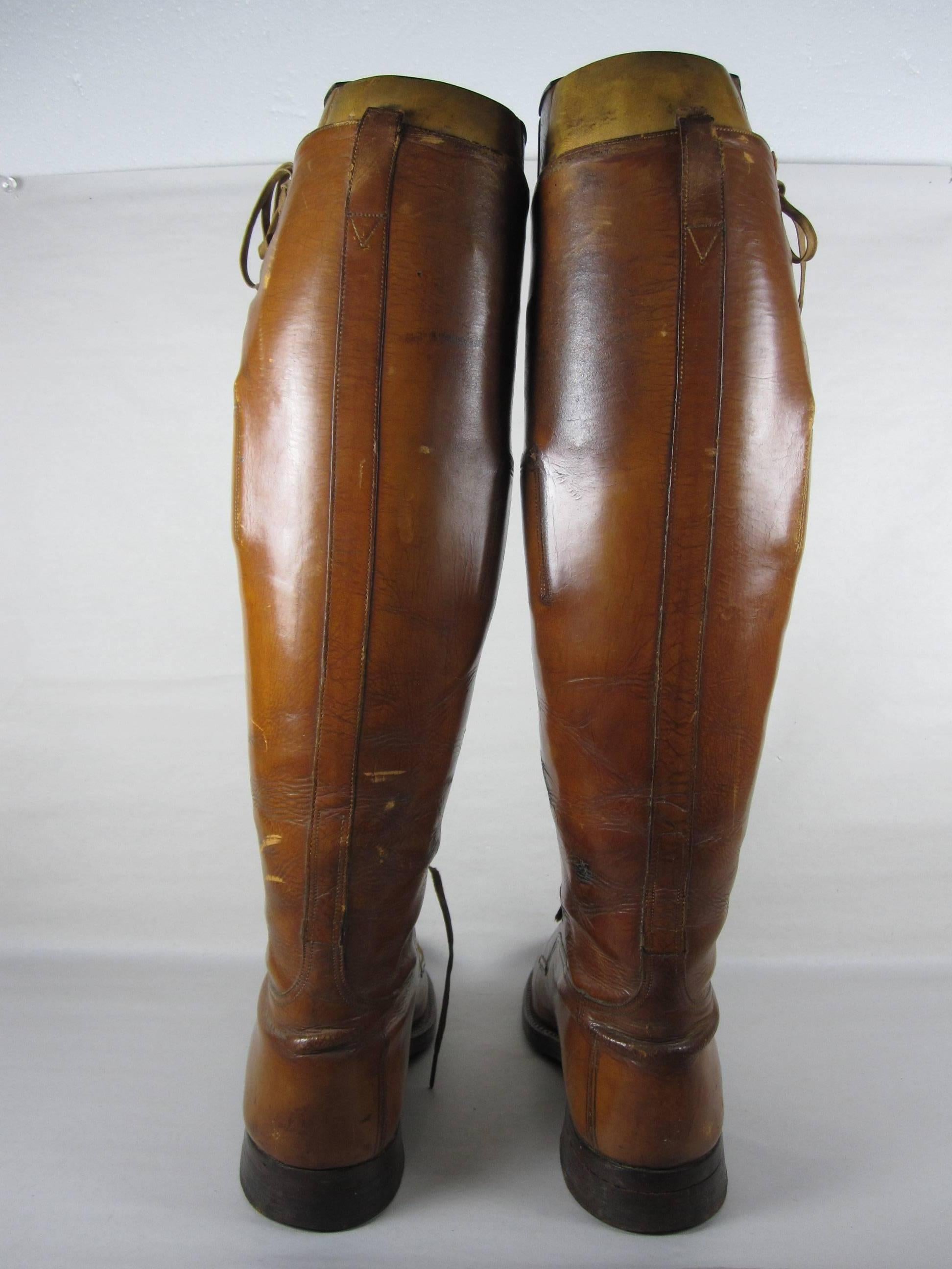 20th Century Edwardian English Equestrian Riding Boots with Original Wooden Trees