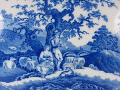 Oversize Staffordshire Blue/White Transferware 'Piping Shepherd' Platter