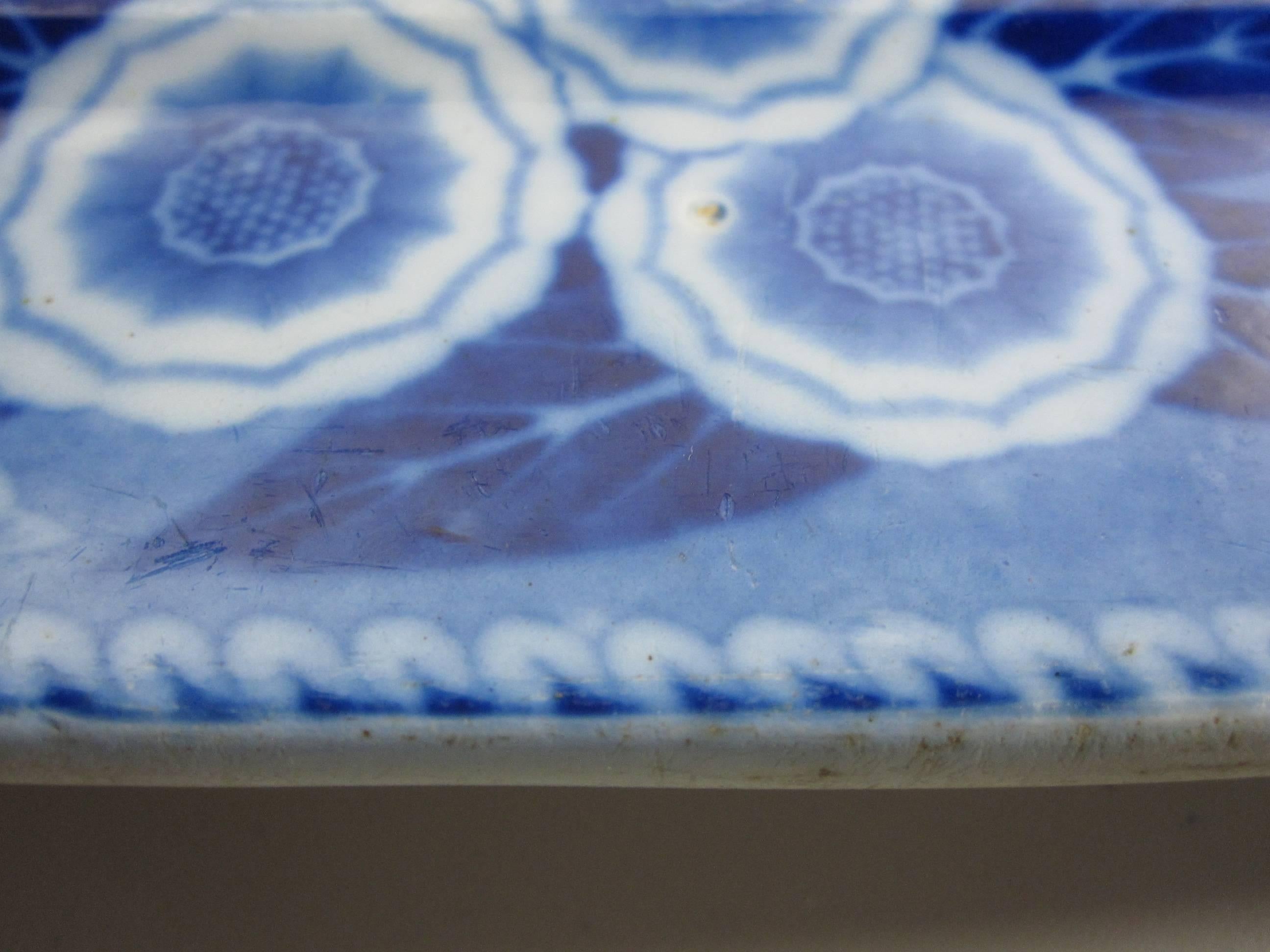 19th Century Oversize Staffordshire Blue/White Transferware 'Piping Shepherd' Platter