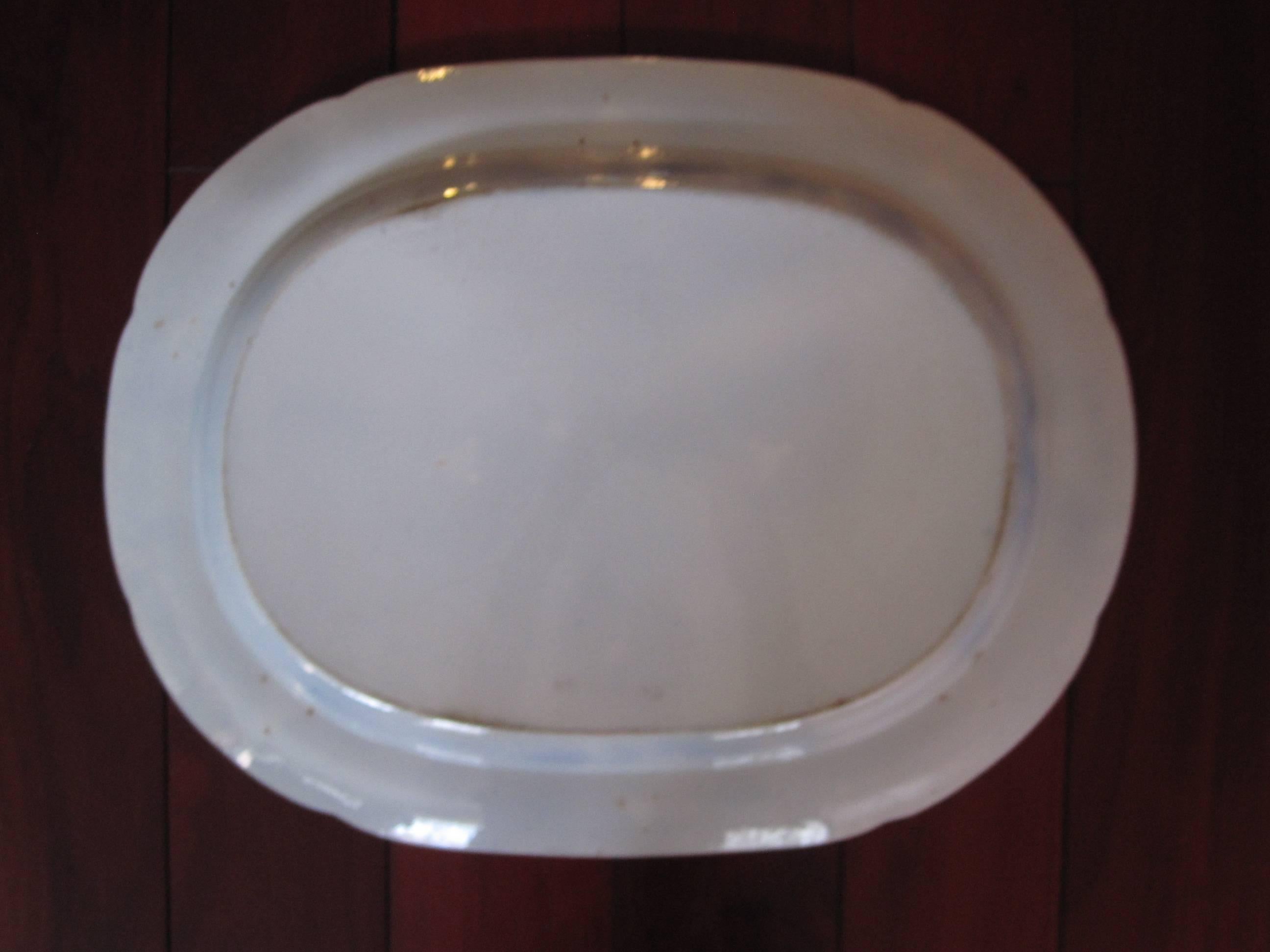 Oversize Staffordshire Blue/White Transferware 'Piping Shepherd' Platter 2