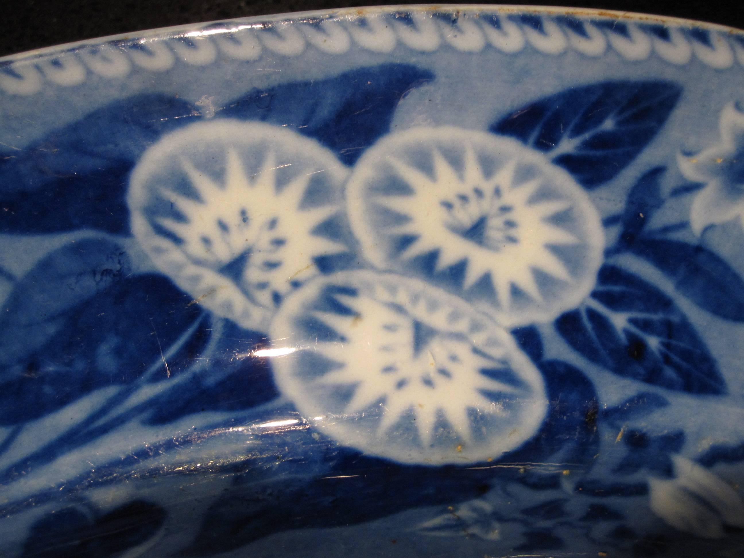 Glazed Oversize Staffordshire Blue/White Transferware 'Piping Shepherd' Platter