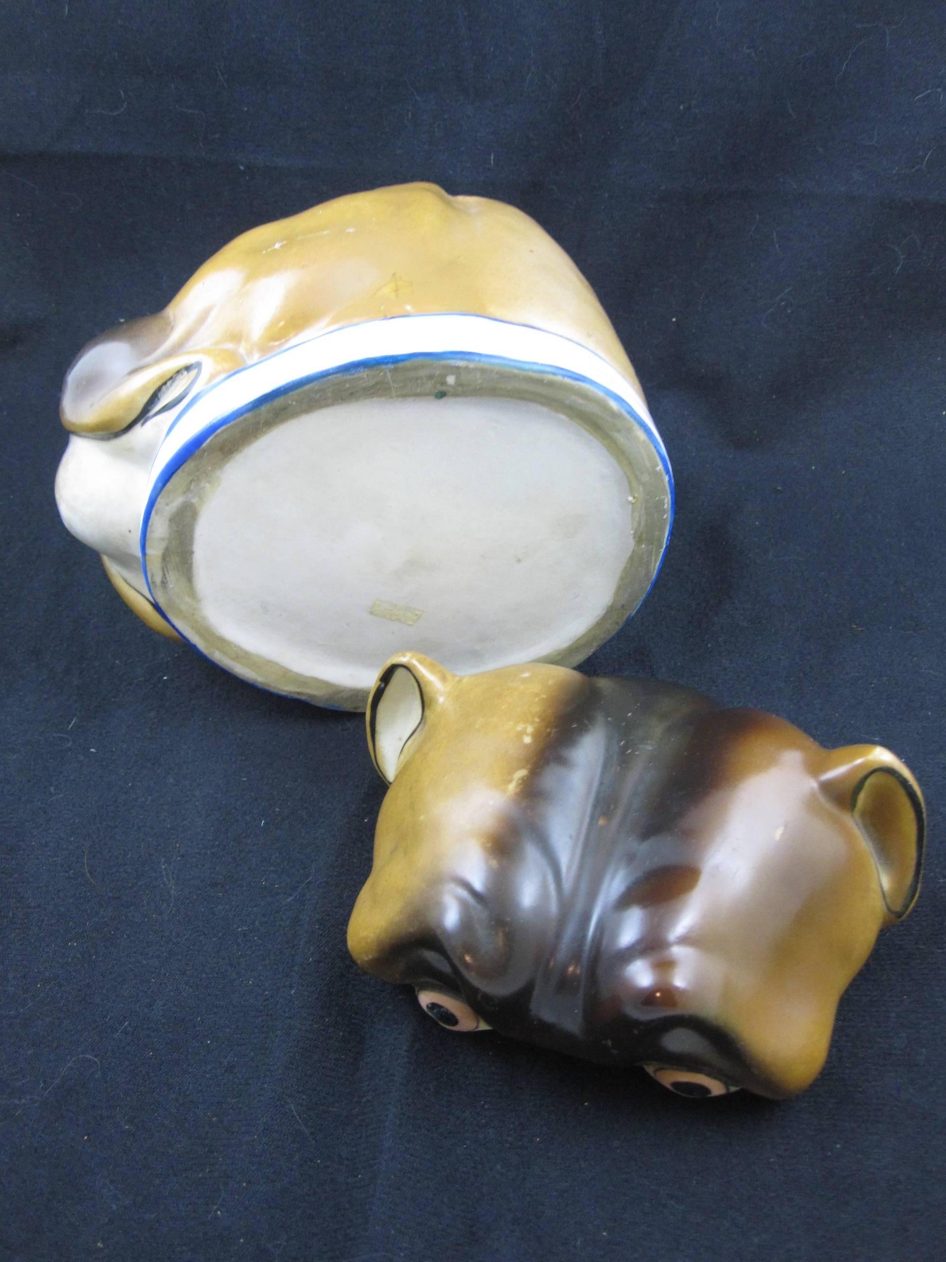 19th Century Staffordshire English Bulldog Covered Jar or Humidor 4