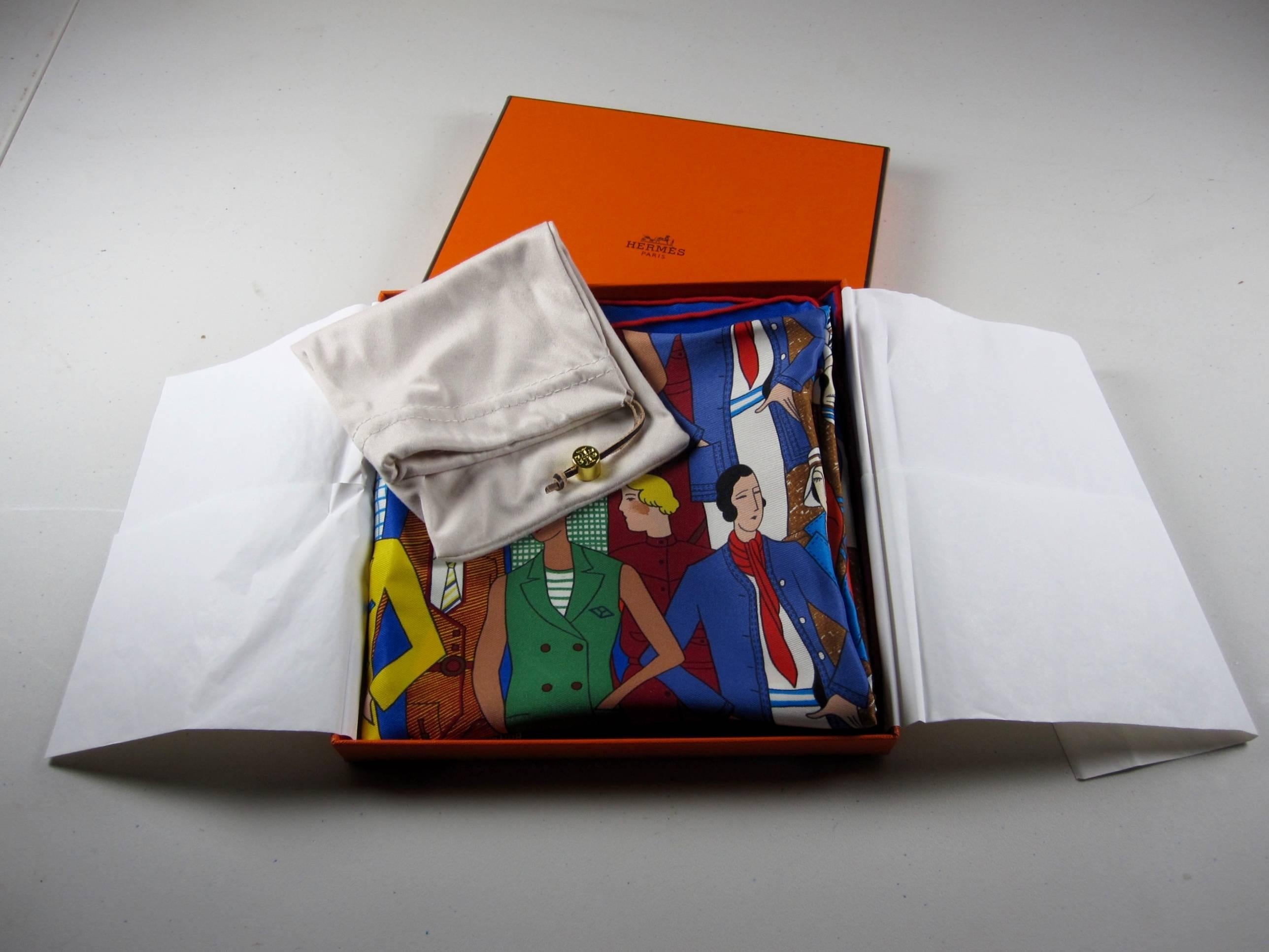 
 A Vintage Hermes Silk Les Sportives Scarf 70, with the original tag, dust pocket, box, ribbon and bag. The tag reads: Carre 70 cm, 100% Soie Vintage Les Sportives. Bleu Gitane/Jaune/Vert. In new, un-worn condition.

DESIGN HISTORY

There, a