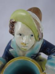 Joseph Holdcroft English Majolica Drummer Boy Figural Match Holder & Striker