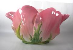 19th Century French Delphin Massier Open Tulip Head Jardinière Cachepot