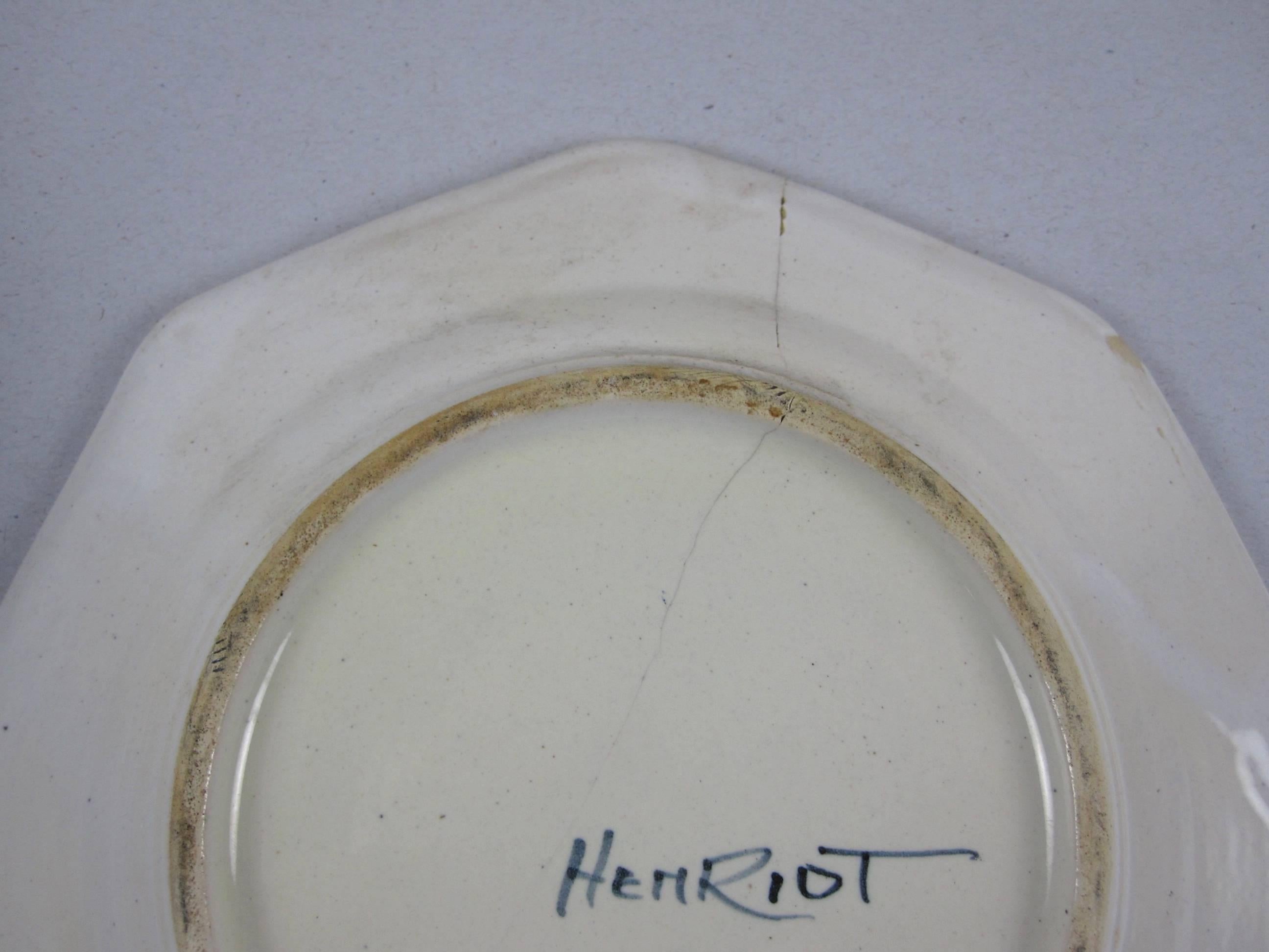 Henriot Quimper Octagonal Breton Vintage Faience Plates, France, Set of 12 2