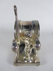 Antique Victorian Silver Plate Marching Putto Standing Napkin Ring Place Holder