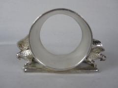 Antique Victorian Silver Plate Winged Birds Standing Napkin Ring Place Holder