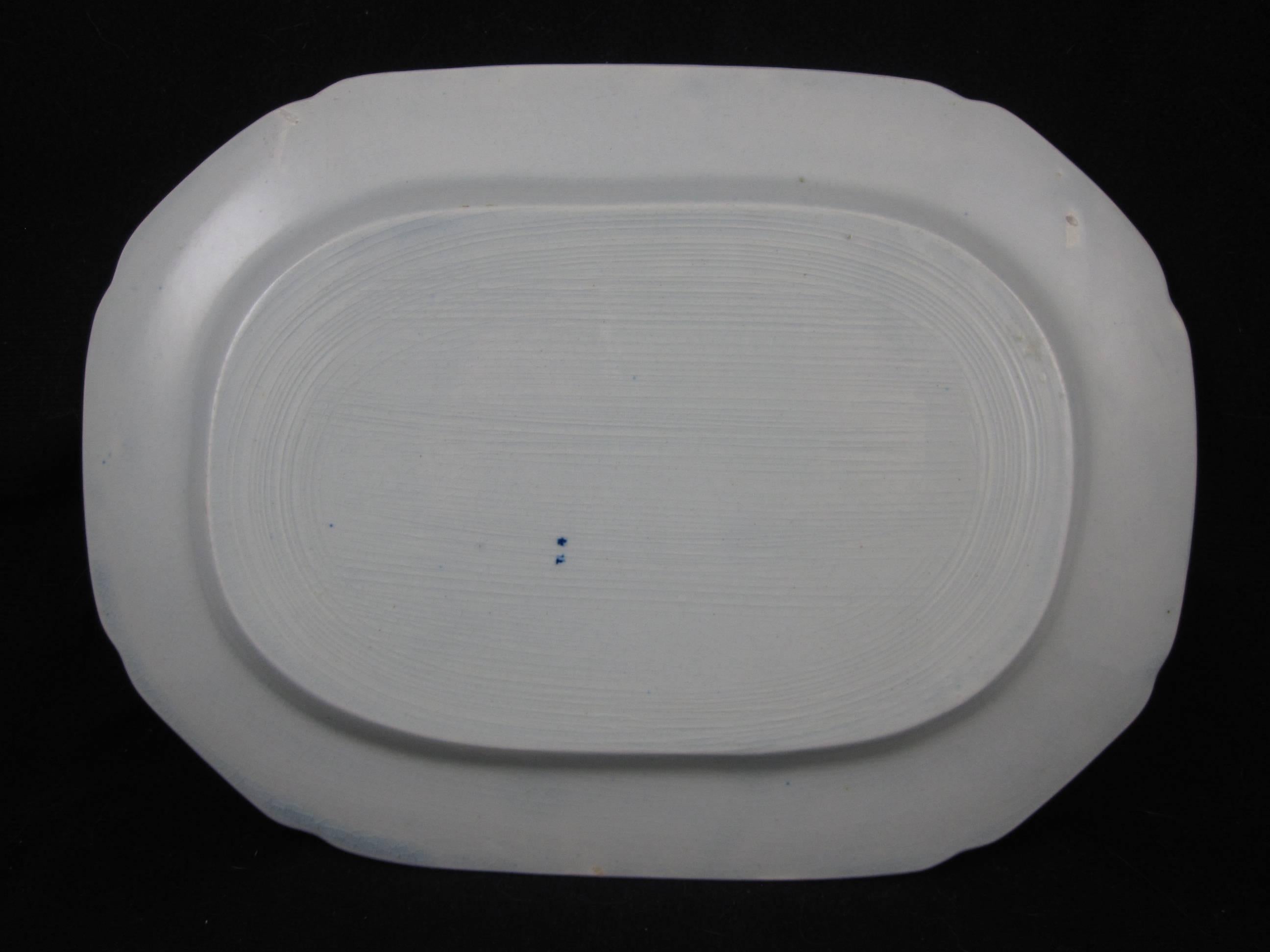 19th Century Minton English Staffordshire 'Monk's Rock' Blue Transferware Platter, circa 1820
