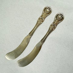 Antique J.E.Caldwell Kings Pattern Sterling Silver Spreaders, Set of Two