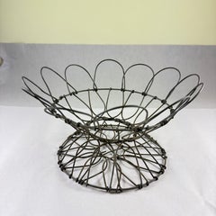 Antique French Handmade Folding Top Wire Kitchen Egg Basket