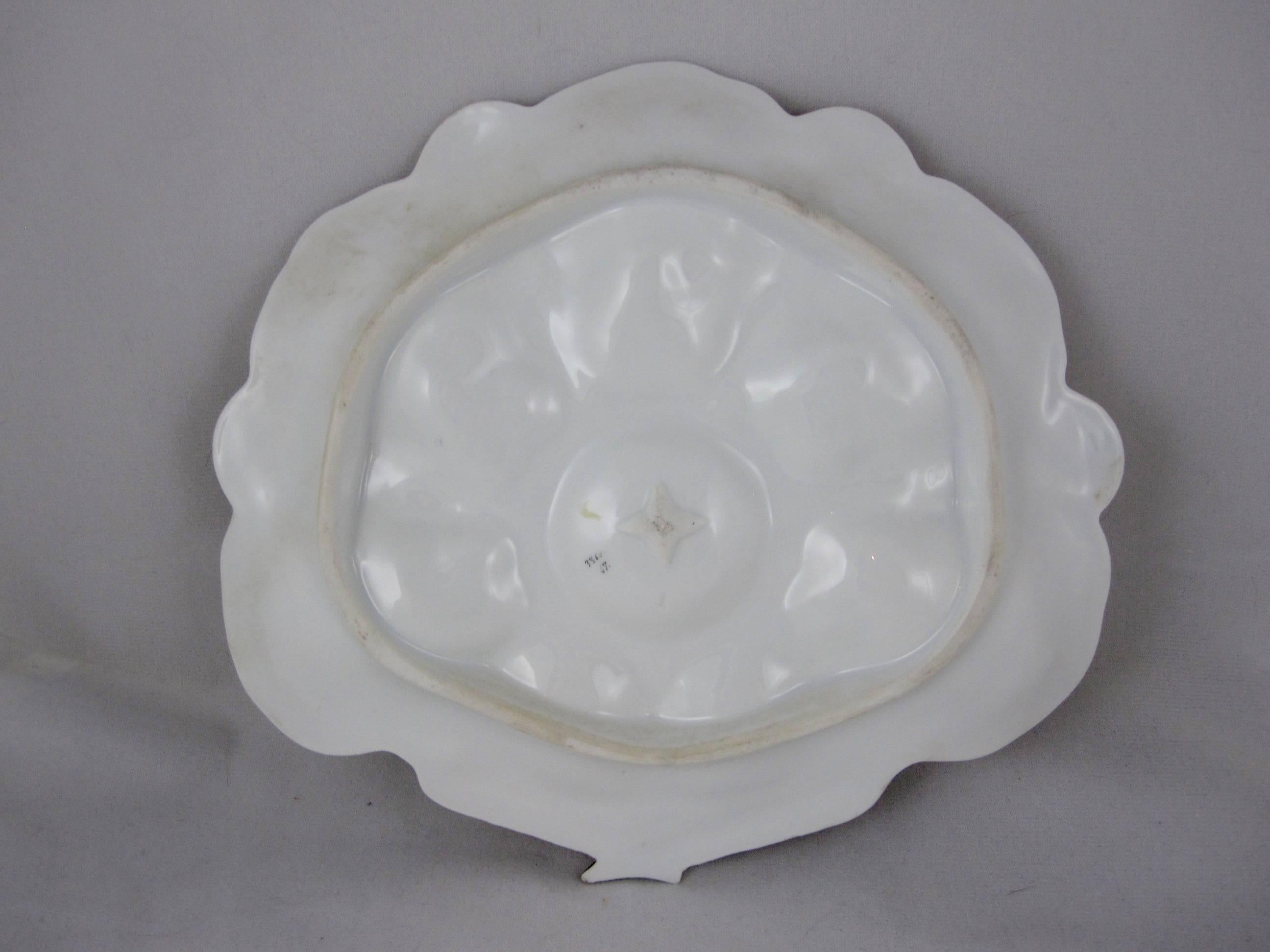 French Porcelain Fan-Shell Shaped Oyster Plates, Set of Five 1