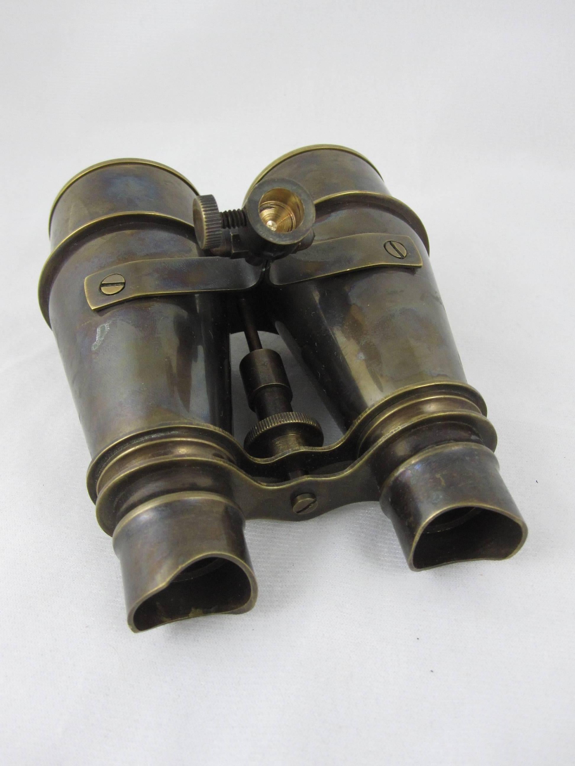 Vintage Brass Field Binoculars with Removable Folding Tripod Stand 3