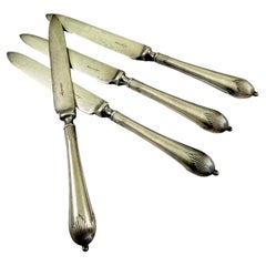 Walker & Hall, Sheffield, English Aesthetic Silver Plate Fruit Knives, S/4