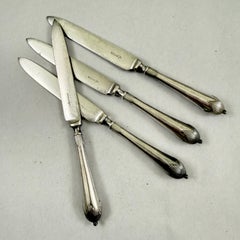 Walker & Hall, Sheffield, English Aesthetic Silver Plate Fruit Knives, S/4