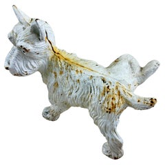 'Naughty Scottie' Vintage White Scottish Terrier Cast Iron Doorstop